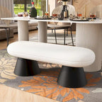 Christopher Knight Home - Nathan Upholstered Dining Bench, 2-Step Assembly Entryway & Bedroom Ottoman with Black Iron Legs