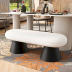 Christopher Knight Home - Nathan Upholstered Dining Bench, 2-Step Assembly Entryway & Bedroom Ottoman with Black Iron Legs