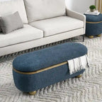 GDFStudio - Clara Upholstered Storage Ottoman Bench with Sturdy Oval Wood Legs