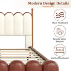 Christopher Knight Home - Leather Upholstered Bed with Headboard & Footboard, Solid Wood Slats & Legs, No Box Spring Needed