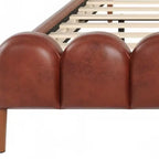 Christopher Knight Home - Leather Upholstered Bed with Headboard & Footboard, Solid Wood Slats & Legs, No Box Spring Needed