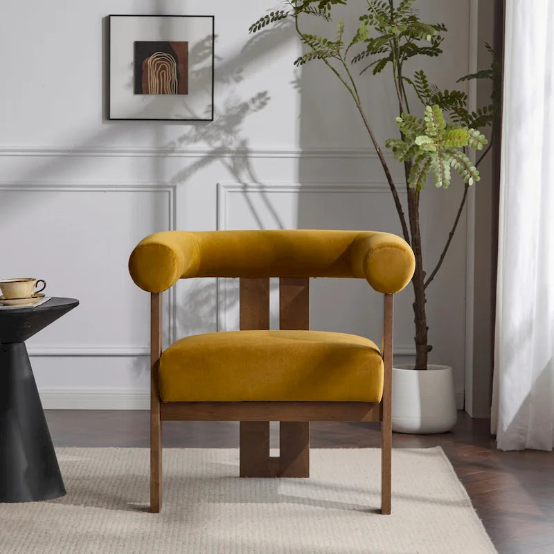 Velvet Round Arm Accent Chair - Single Seat