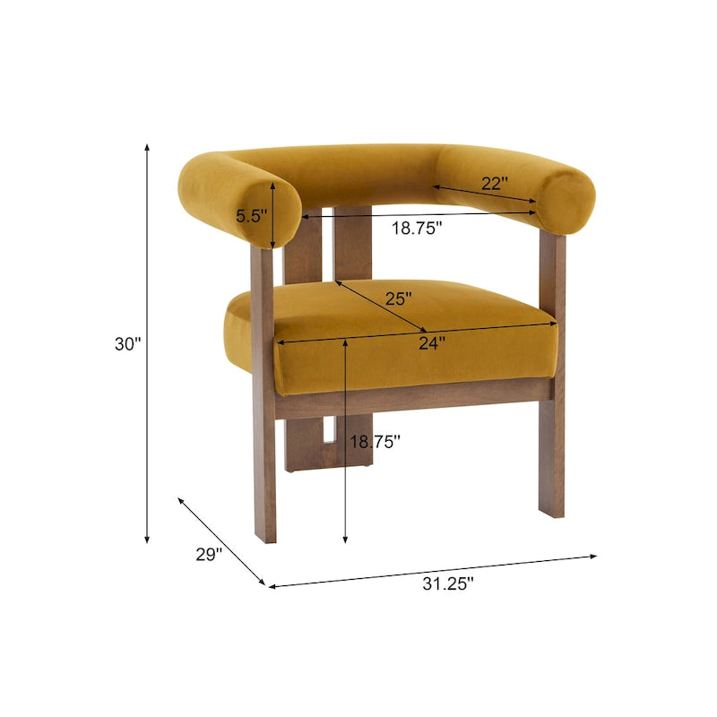 Velvet Round Arm Accent Chair - Single Seat