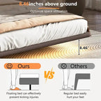 Korli Modern Upholstered Leather Floating Bedframe & Headboard Set with LED Lighting by Christopher Knight Home