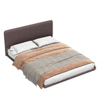 Korli Modern Upholstered Leather Floating Bedframe & Headboard Set with LED Lighting by Christopher Knight Home