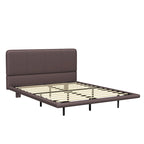 Korli Modern Upholstered Leather Floating Bedframe & Headboard Set with LED Lighting by Christopher Knight Home