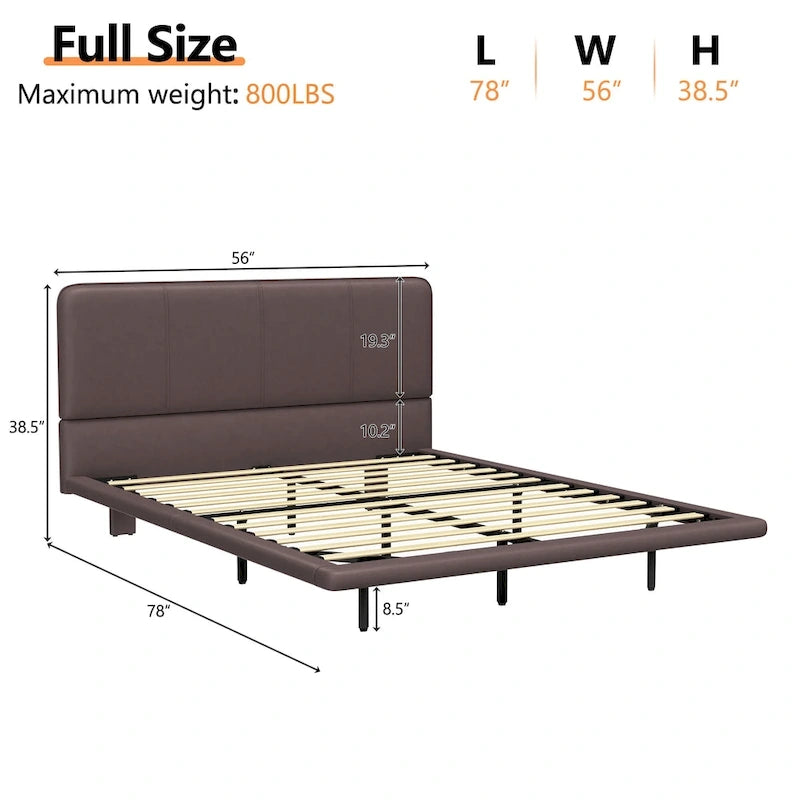 Korli Modern Upholstered Leather Floating Bedframe & Headboard Set with LED Lighting by Christopher Knight Home