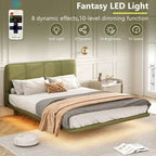Korli Modern Upholstered Leather Floating Bedframe & Headboard Set with LED Lighting by Christopher Knight Home