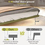 Korli Modern Upholstered Leather Floating Bedframe & Headboard Set with LED Lighting by Christopher Knight Home