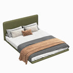 Korli Modern Upholstered Leather Floating Bedframe & Headboard Set with LED Lighting by Christopher Knight Home