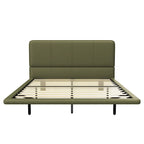 Korli Modern Upholstered Leather Floating Bedframe & Headboard Set with LED Lighting by Christopher Knight Home