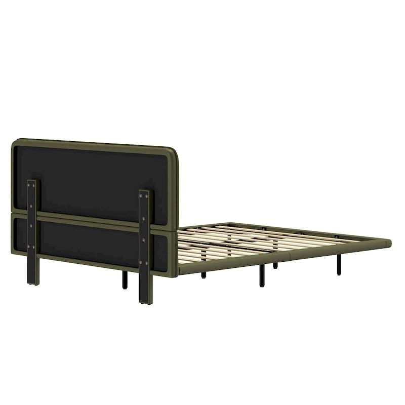 Korli Modern Upholstered Leather Floating Bedframe & Headboard Set with LED Lighting by Christopher Knight Home