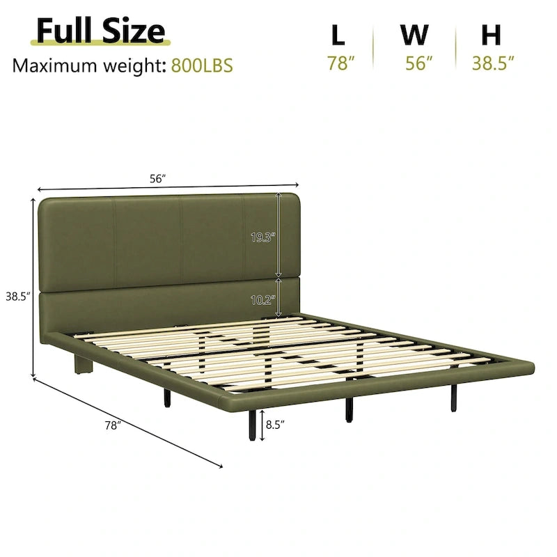 Korli Modern Upholstered Leather Floating Bedframe & Headboard Set with LED Lighting by Christopher Knight Home