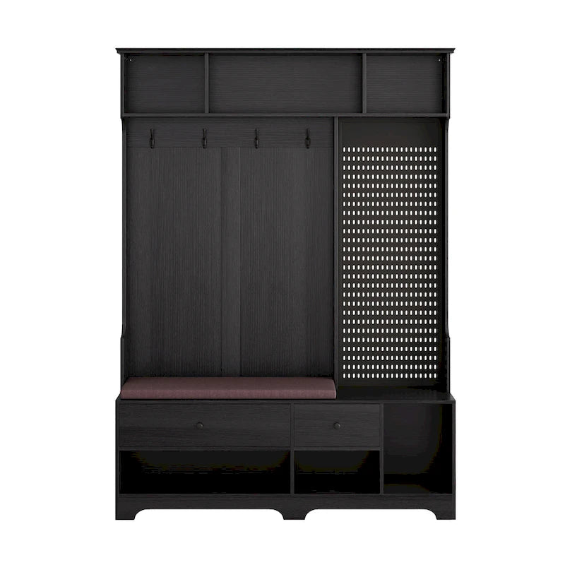 GDFStudio - Finn Multifunctional Hall Tree with Shoe Bench, Pegboard, and Ample Storage