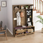 GDFStudio - Finn Multifunctional Hall Tree with Shoe Bench, Pegboard, and Ample Storage