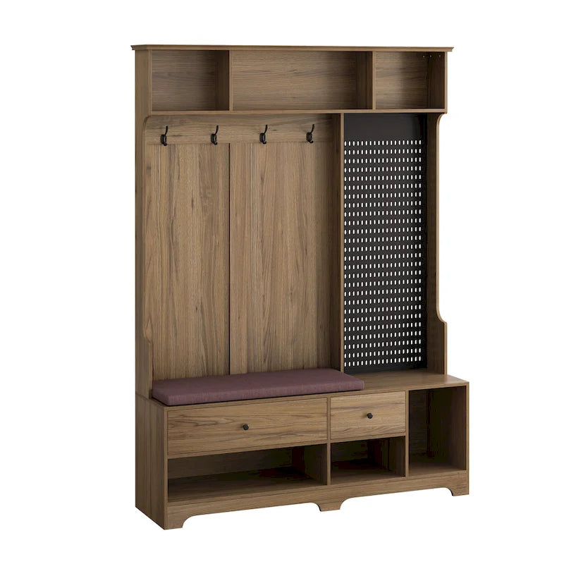 GDFStudio - Finn Multifunctional Hall Tree with Shoe Bench, Pegboard, and Ample Storage