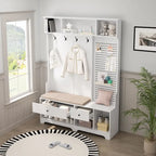GDFStudio - Finn Multifunctional Hall Tree with Shoe Bench, Pegboard, and Ample Storage