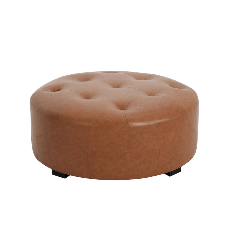 Christopher Knight Home PU Leather Button Tufted Round Ottoman