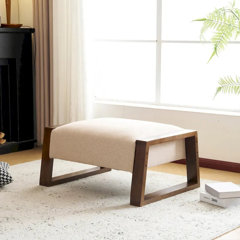 Christopher Knight Home - Harper Modern Beige Upholstered Ottoman for Compact Versatility