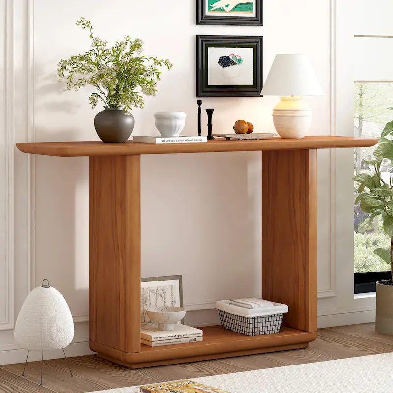 Christopher Knight Home - Mirod Elegant Minimalist Console Table with Curved Corners and U-Base Design