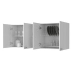 HomeRoots 59 White Wood Wall Mounted Accent Cabinet With Four Doors