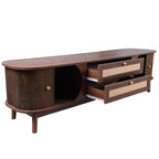 Rattan TV Stand for TVs Up to 75 , Media Console Entertainment Center with Solid Wood Legs