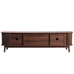 Rattan TV Stand for TVs Up to 75 , Media Console Entertainment Center with Solid Wood Legs