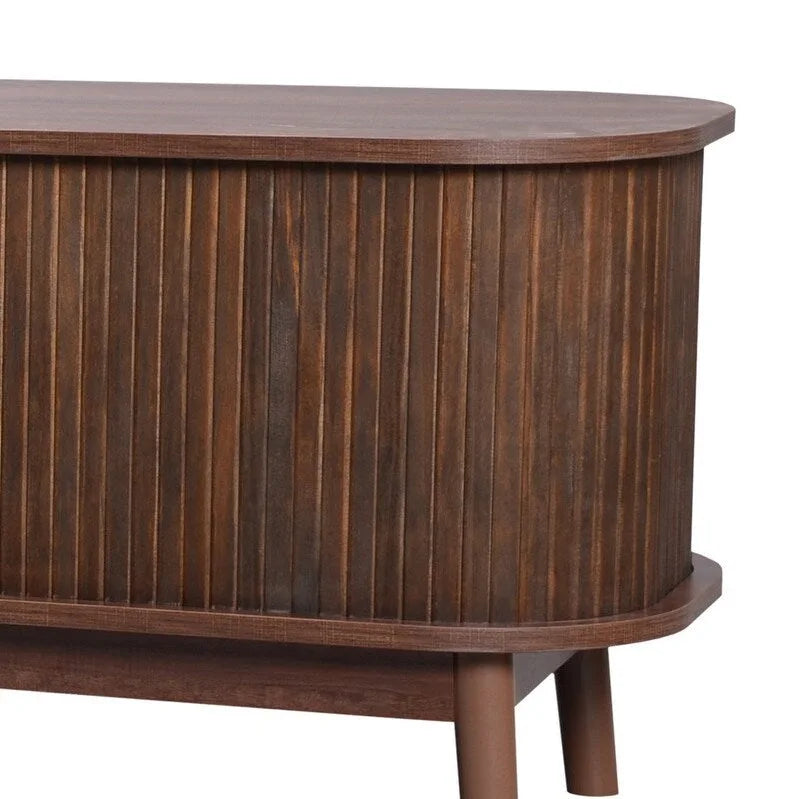 Rattan TV Stand for TVs Up to 75 , Media Console Entertainment Center with Solid Wood Legs