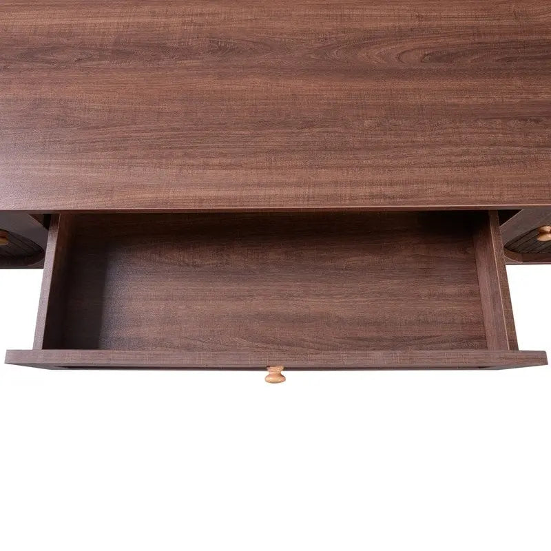 Rattan TV Stand for TVs Up to 75 , Media Console Entertainment Center with Solid Wood Legs