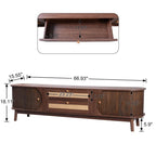 Rattan TV Stand for TVs Up to 75 , Media Console Entertainment Center with Solid Wood Legs