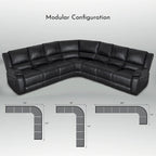 129 W 7-Seat Faux Leather Manual Recliner Large Sectional Reclining Sofa