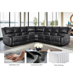 129 W 7-Seat Faux Leather Manual Recliner Large Sectional Reclining Sofa