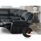 129 W 7-Seat Faux Leather Manual Recliner Large Sectional Reclining Sofa