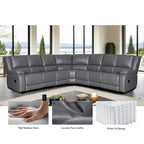 129 W 7-Seat Faux Leather Manual Recliner Large Sectional Reclining Sofa