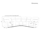 Genuine Leather Power Recliner Sectional Sofa with Ajustable Headrest, USB&USB-C Port