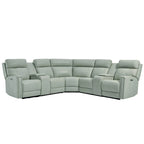 Genuine Leather Power Recliner Sectional Sofa with Ajustable Headrest, USB&USB-C Port