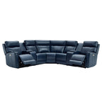 Genuine Leather Power Recliner Sectional Sofa with Ajustable Headrest, USB&USB-C Port