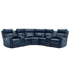 Genuine Leather Power Recliner Sectional Sofa with Ajustable Headrest, USB&USB-C Port
