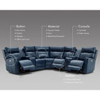 Genuine Leather Power Recliner Sectional Sofa with Ajustable Headrest, USB&USB-C Port