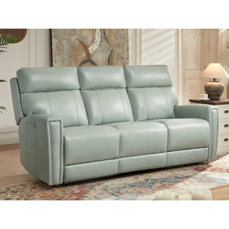 81.5  Genuine Leather Zero Gravity Power Recliner Sofa with Power Headrest, USB&USB-C Port