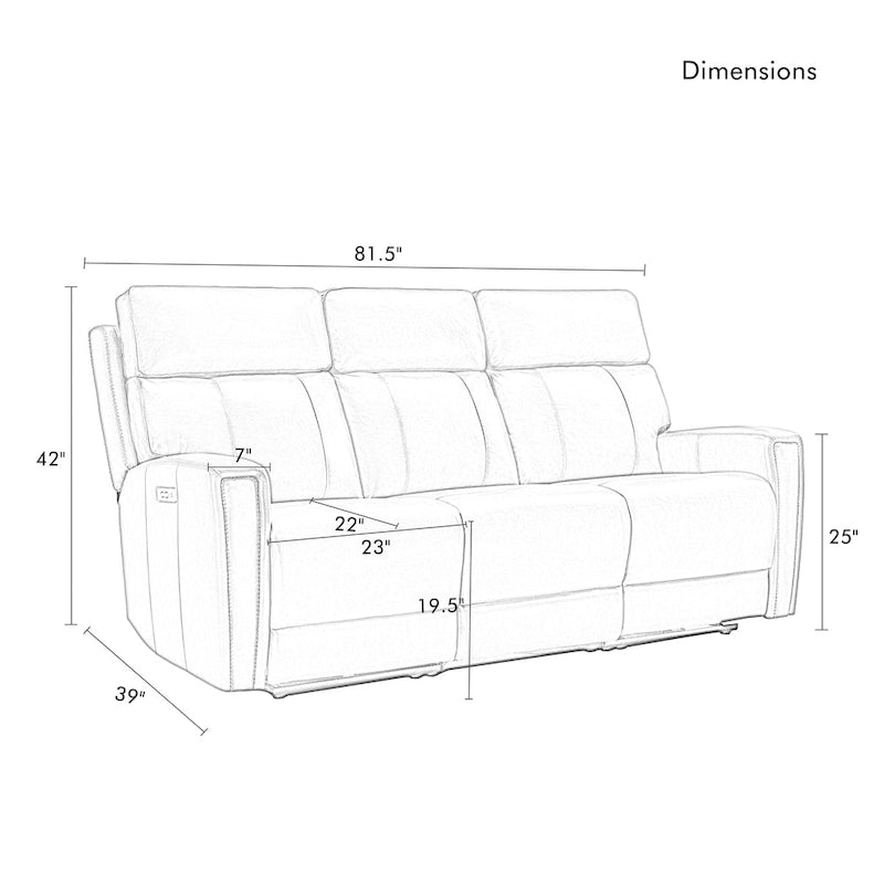 81.5  Genuine Leather Zero Gravity Power Recliner Sofa with Power Headrest, USB&USB-C Port