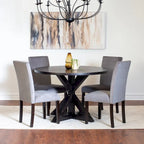 5-Piece Compact Dining Table and Chairs Set Modern Dining Table and Chairs Set with Chrome Nailhead Trim Chairs for Kitchen