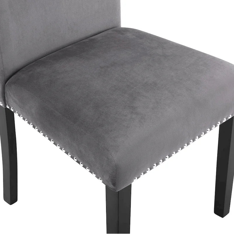 5-Piece Compact Dining Table and Chairs Set Modern Dining Table and Chairs Set with Chrome Nailhead Trim Chairs for Kitchen