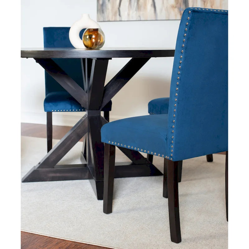 5-Piece Compact Dining Table and Chairs Set Modern Dining Table and Chairs Set with Chrome Nailhead Trim Chairs for Kitchen