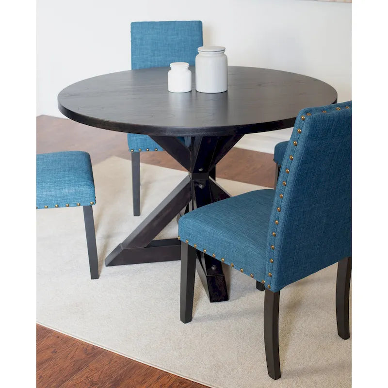 Home Dining Table and Chairs Set Vintage Dining Table and Chairs Set with Brass Nailhead Trim Chairs for Kitchen Dining Room