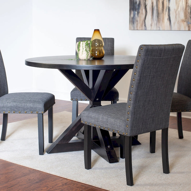 Home Dining Table and Chairs Set Vintage Dining Table and Chairs Set with Brass Nailhead Trim Chairs for Kitchen Dining Room