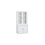 75.25 Tall Display Cabinet with Tempered Glass Double Doors, Traditional Style China Cabinet for Living Room, Kitchen, Home