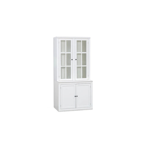 75.25 Tall Display Cabinet with Tempered Glass Double Doors, Traditional Style China Cabinet for Living Room, Kitchen, Home