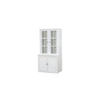 75.25 Tall Display Cabinet with Tempered Glass Double Doors, Traditional Style China Cabinet for Living Room, Kitchen, Home