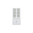 75.25 Tall Display Cabinet with Tempered Glass Double Doors, Traditional Style China Cabinet for Living Room, Kitchen, Home